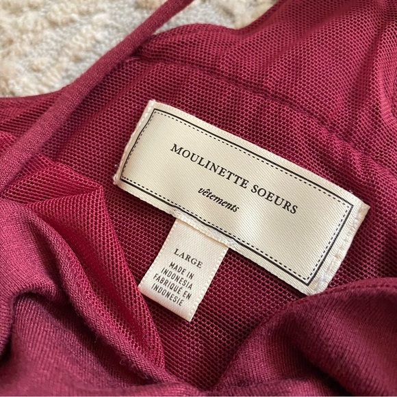 Moulinette Soeurs Willa Jersey Knit Jumpsuit Burgundy Red Racer Back Wide Leg: L - Picture 10 of 13